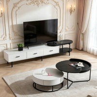 Ensemble moderne de meuble TV et table basse avec tiroirs de rangement, centre de divertissement pour salon, table à thé, mobilier de vente en gros