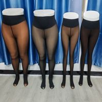 Collants thermiques doublés polaire taille haute effet translucide, chauds pour l'hiver, 4 tailles du M au XXL