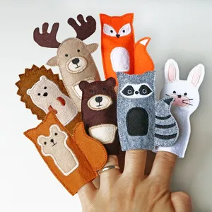 毛毡手指木偶森林动物毛毡林地动物手指木偶