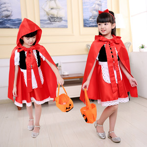 Costume de petit chaperon rouge Haowu pour filles, robe de princesse d'Halloween avec cape et panier - Product Image 2