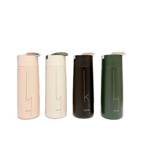 Bouteille d'eau isotherme en acier inoxydable à double paroi de 350 ml pour enfants, avec poignée en caoutchouc, design Japandi, idéale pour la rentrée scolaire