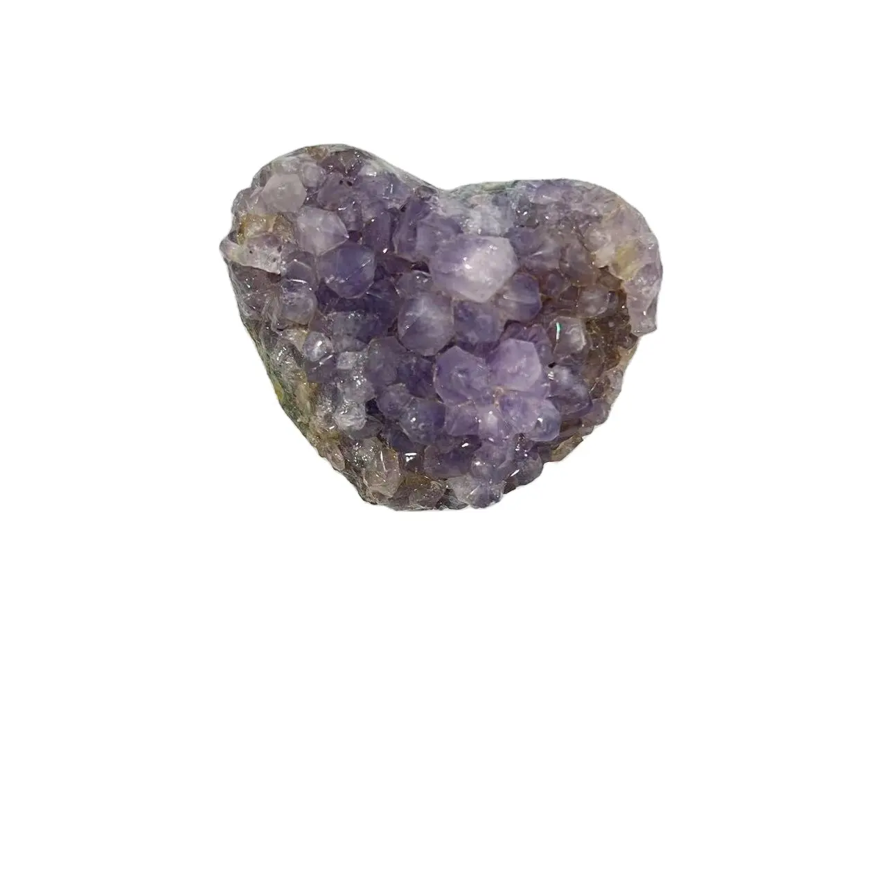 Wholesale natural high quality crystal crafts handmade plated color amethyst ore standard heart