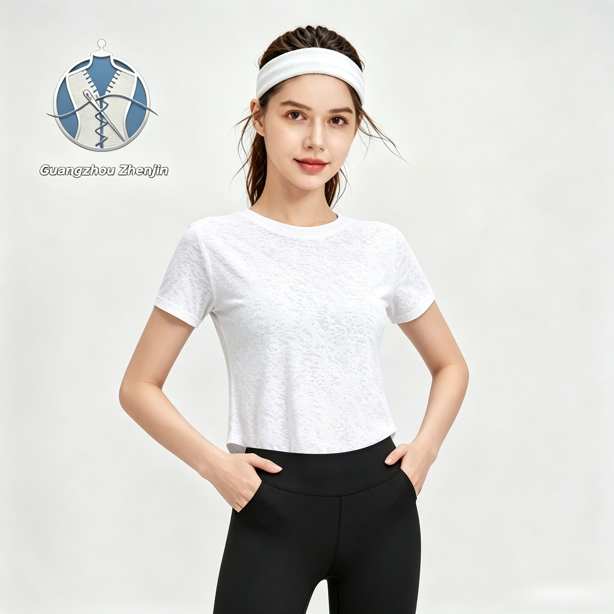 New Summer Jacquard V-neck Sportswear Fitness Short-sleeved Quick-drying Yoga Wear Running Training Top Slim Fit T-shirt