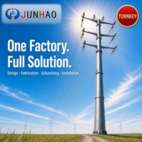 Poteau utilitaire en acier galvanisé pour ligne de transmission aérienne, poteau électrique pour projets d'électrification des réseaux, directement de l'usine
