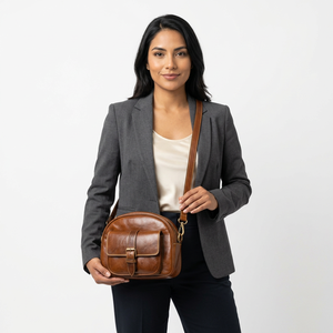Bolso de Cuero Genuino Marrón Vintage de Alta Calidad Hecho a Medida, con Cierre Metálico Superior y Bolsillo Frontal, Estilo Retro para Mujer - Product Image 4