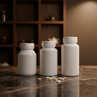 Bocaux de rangement ronds blancs personnalisables anti-fuite de 150 ml à large ouverture pour capsules, emballages de vitamines, flacons à pilules en plastique