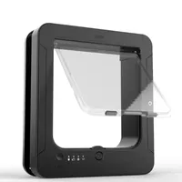 Porte automatique intelligente pour animaux de compagnie avec capteur RFID électronique à microchip, écologique, à fixation carrée sur fenêtre, en plastique