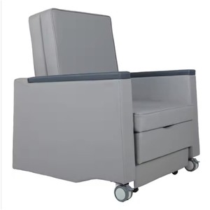 Lits de soins hospitaliers de luxe avec fauteuils inclinables, manuels, en métal et en PU, meubles de sommeil pour compagnons médicaux - Product Image 2