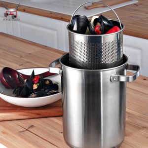 หม้อต้มเส้นบะหมี่สแตนเลสสตีลอเนกประสงค์หม้อต้มพาสต้าหม้อ3ขนาดพร้อมตะกร้ากรอง - Product Image 4