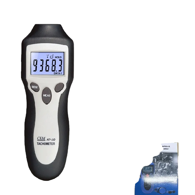 CEM AT-10 Industrial Digital Tachometer 5-Digit LCD Display Contact/Non-Contact Measures Speed up to 2500mm Plastic Material