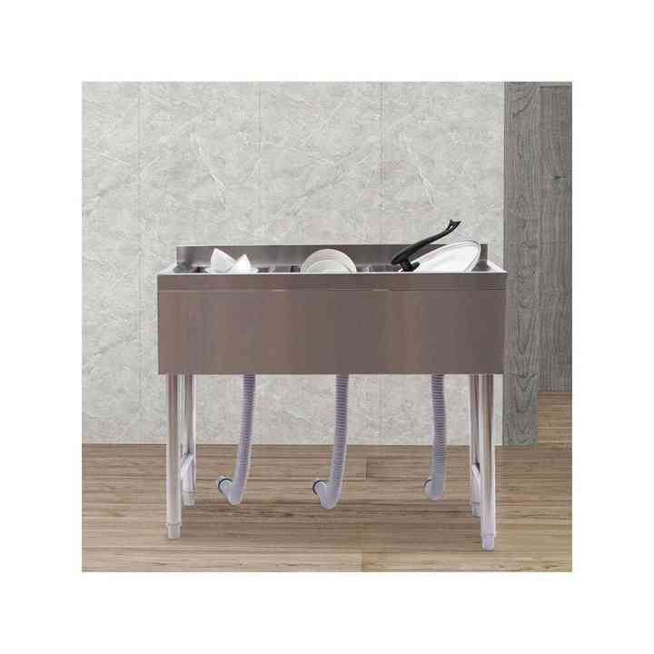 Commercial Utility Basin 3-Compartment Stainless Steel Sink with Faucet 10\" L X 14\" W X 10\" D Bowl for Restaurant and Bar