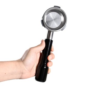Porte-filtre sans fond à trois poignées 58 mm en acier inoxydable avec poignée en bois pour machine à expresso - Product Image 5