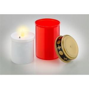 LED <b>Candle</b> Light Warm White <b>Red</b> Canister 2xAA IP44 Outdoor Garden Decor - Product Image 3