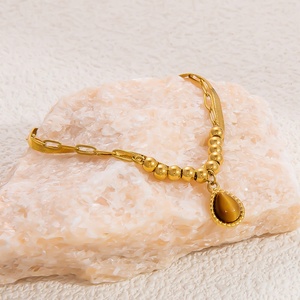 Women's Stainless Steel Double-Layer Bracelet with 18K Gold Plating Fashionable and Simple Pendant Chain Trendy <b>Charm</b> Bracelet - Product Image 3