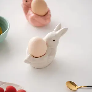 Custom logo factory top sale kitchen accessories porcelain rabbit egg serving plate egg tray ceramic holder storage container