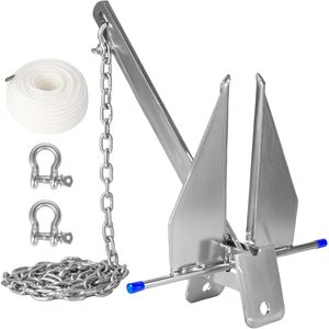 JY PERFORMANCE Kit de Anclaje Fluke de 5, 8, 10 y 13 lb con Cadena, Cuerda y Grilletes, Ancla para Barco para Reequipamiento y Mejora - Product Image 1