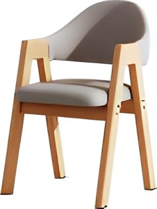 Silla de Comedor Moderna Japandi de Roble Macizo con Respaldo Curvo Desmontable y Reposabrazos de Madera Integrados para Hogar, Cafetería, Comedor y Sala de Estar - Product Image 3