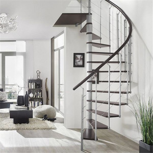 Escalier en colimaçon compact en bois arrondi pour bâtiment moderne - Product Image 2