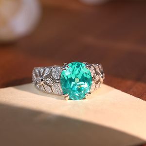 Anillo de Plata de Ley S925 con Piedra de 6 Quilates Color Paraiba, Estilo Vintage, Regalo de Lujo para Ella - Product Image 3