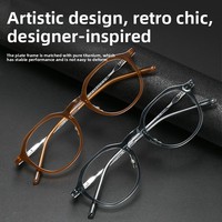 Baishifen - Monturas de Gafas de Acetato Hechas a Mano de Estilo Japonés, Monturas Completas de Alta Calidad, Gafas Retro para Hombre, Miopía, Ultraligeras, Puro Acetato