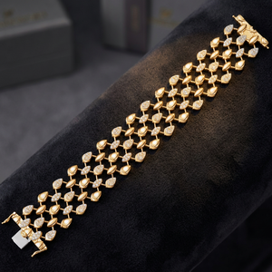 Luxury 18K <b>Solid</b> Gold Diamond Tennis <b>Bracelet</b> Pear Cut Geometric Women's Wedding Jewelry - Product Image 3