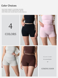 CNSHELL Pantaloncini Leggeri 195gsm Effetto Nudo con Pieghe Laterali Crema a Vita Alta, <span class=keywords><strong>Pantaloni</strong></span> Corti Pieghevoli per Esterni - Product Image 5