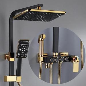 IProSan stile europeo oro nero Set soffione doccia, <span class=keywords><strong>bagno</strong></span> in rame tutto doccia, <span class=keywords><strong>bagno</strong></span> pressurizzato soffione doccia 8272-6 - Product Image 1