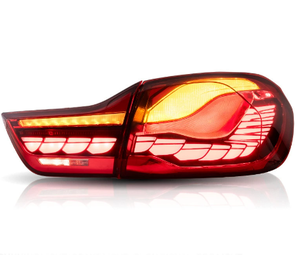 Nouvel ensemble de feux arrière LED clairs 6000K 12V pour BMW Série 4 M4 (F32/F82/F33/F83/F36) avec effet écailles de dragon et fonction clignotant et frein - Product Image 2