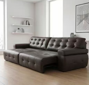 Canapé inclinable électrique en cuir gris de luxe, mobilier de salon moderne et fonctionnel, canapé 3 places avec charge USB - Product Image 1