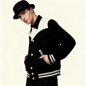 Chaqueta TKAN448D para Hombre, Estilo Nuevo de Invierno, Patchwork, Talla Grande, Holgada, de Algodón Grueso para Mantener el Calor, Hombros Caídos, Cuello Camisero - Product Image 1