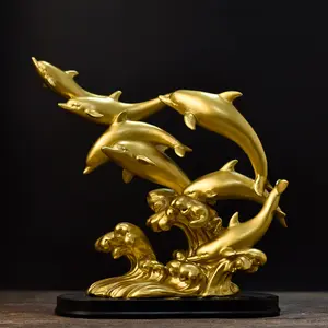 Custom and wholesale gold color Dolphin Statue for Home Furnishings Fashion Luxury Elegant Wedding Gifts New Home Decoration