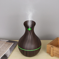 Nouveau humidificateur d'air ultrasonique 200 ml à effet bois, humidificateur vase, diffuseur de brume avec lumière LED 7 couleurs, humidificateur d'air parfumé