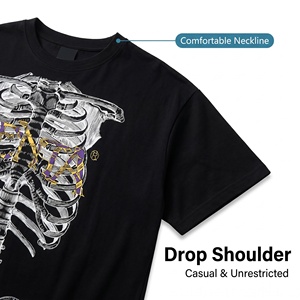 Camiseta Personalizada de Algodón 100% de Alto Gramaje, Estilo Urbano Hip Hop, con Gráfico de <span class=keywords><strong>Esqueleto</strong></span>, Impresión Serigráfica, Vintage, Oversize - Product Image 5