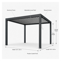 Sistema de Techo de Lamas Ajustables Impermeables, Fácil de Montar, para Exteriores, Patio, Balcón, Jardín, Gazebo, de Aluminio