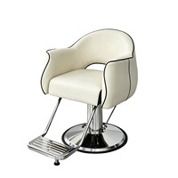 Fauteuil de Barbier Professionnel Moderne et Minimaliste pour Salon, Chaise de Coiffure Pivotante et Réglable en Hauteur avec Siège en Cuir PU, Style Influenceur
