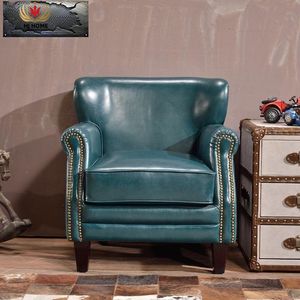 Sillón de Cuero Estilo Americano Retro Vintage Clásico para Sala de Estar, Muebles de Salón para Fumadores de Cigarros, Color Marrón Antiguo, HJ HOME - Product Image 5