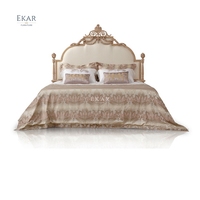 Klv — ensemble de chambre à coucher en bois massif sculpté de luxe français, meubles de maison, lit en bois Antique, sculpté, King Size