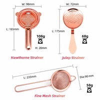Kit de barman personnalisé avec logo OEM, plaqué or rose, 11 pièces, ensemble de shaker à cocktails Boston en acier inoxydable 304 avec doseur, passoires et cuillère de bar, idéal pour un cadeau