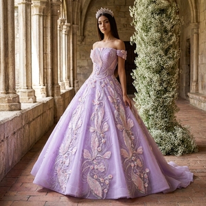 Lsany238 Vestidos de Quinceañera de Lujo con Cuentas Lila y Hombros Descubiertos, Vestidos de Princesa para 15 Años, Vestidos de 16 Años, Jancember - Product Image 1