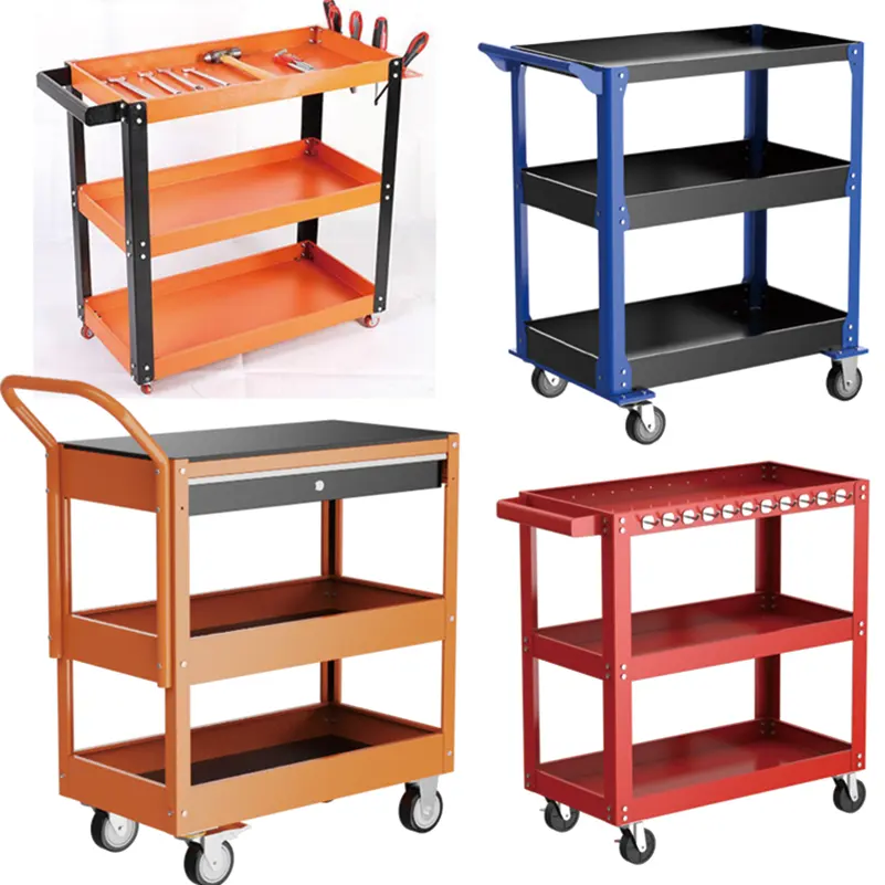 3 layers Trays Tool Cart to save space three-tier storage racks and partsTool Trolley workshop garage hand tool cabinet