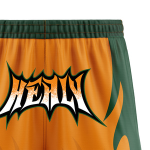 Ensemble d'uniformes de basketball sublimés HEALY à motif flamme, bicolore orange et vert, en maille respirante à séchage rapide - Product Image 4