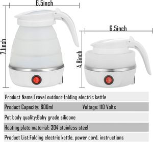 Electric Silicone <b>Kettle</b> Cordless Computer-Controlled Compression Leak Proof Travel Portable Foldable 0.6L Small Household - Product Image 2