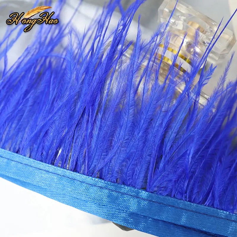 1Meter Dyed Plumes 10-15 cm Ostrich Feather Fringe Trims for Sewing Bulk Dress Ribbon Wedding Dress Accessories