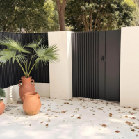 Système de clôture en aluminium au design moderne, 6 pieds de haut, modulaire vertical, taille personnalisable, compatible avec la modélisation 3D, pour cour et jardin