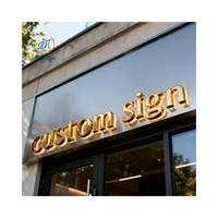Panneau publicitaire décoratif étanche pour intérieur, bureau, hôtel, enseigne personnalisée avec logo, enseigne de magasin, enseigne de devanture de magasin, enseigne lumineuse LED 3D dorée pour extérieur