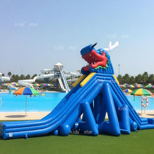 สวนสนุกเป่าลมกลางแจ้งสำหรับใช้บนบกและในน้ำ พร้อมสระว่ายน้ำ วัสดุ PVC รับน้ำหนักได้ 100-500 กก. รองรับผู้โดยสารมากกว่า 10 คน - Product Image 4