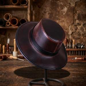 Sombreros Vaqueros de Cuero Genuino Marrón BS International Fashion - Protección Solar Ecológica para Exteriores, Playa, Viajes, Unisex, Personalizables - Product Image 1