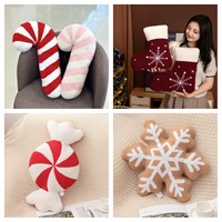 Coussin unisexe en coton PP rembourré, motif maison de neige de Noël, flocon de neige, guirlande et bonbons, pour une ambiance festive, décoration, ornement, cadeau
