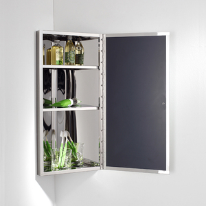 8V in acciaio inox triangolo bagno <span class=keywords><strong>specchio</strong></span> armadio Hole-Free appesa a parete per piccolo appartamento angolo deposito wc - Product Image 3