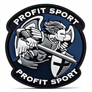 Profit Sport Circular 3D Embossed PVC Patch With Knight And Cross Design Sew-On Badge For Apparel Decoration - Product Image 1